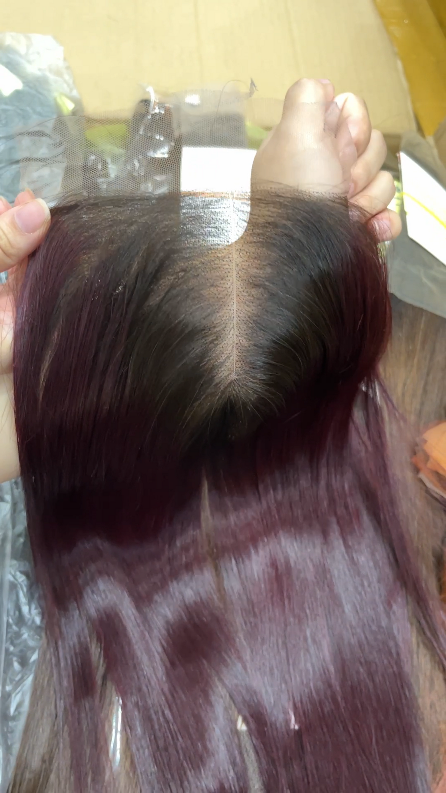 5x5 HD Lace Dark Burgunday Closure 16" Human Hair