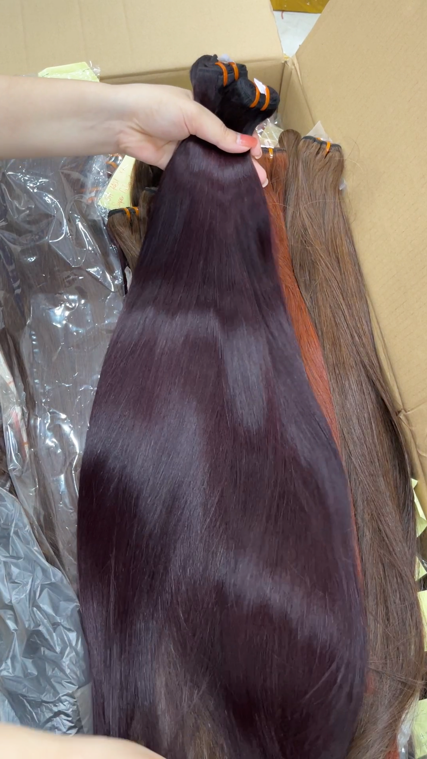 Dark burgundy weft